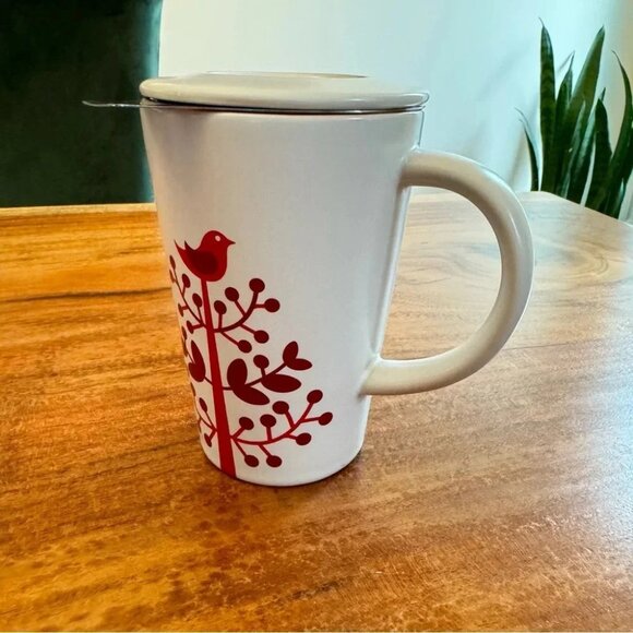 Davids Tea Infuser Mug with Scandinavian Style Red Bird - Picture 9 of 9